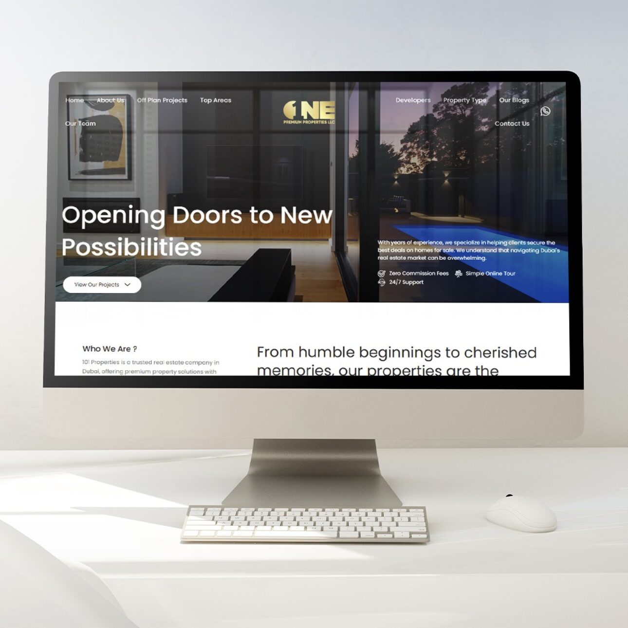 101 Properties website shown on a screen